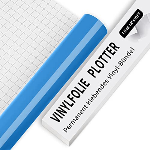 IModeur Vinylfolie Plotter - 30,5 x 305 cm Glänzend Blau Plotterfolie selbstklebend Vinyl, Blau Plotterfolie Vinyl Für Cricut, Silhouette Cameo, die meisten Schneidemaschine von IModeur