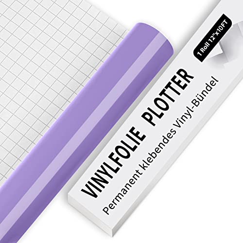 IModeur Vinylfolie Plotter - 30,5 x 305 cm Glänzend Lila Plotterfolie selbstklebend Vinyl, Lila Plotterfolie Vinyl Für Cricut, Silhouette Cameo, die meisten Schneidemaschine von IModeur