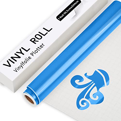 IModeur Vinylfolie Plotter Blau, 30.5cm x 244 cm Glänzend Blau Plotterfolie Vinyl für Cricut, Silhouette Cameo, die meisten Schneidemaschine von IModeur