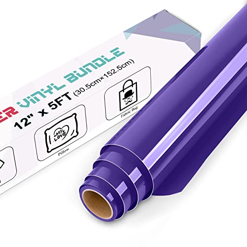 IModeur Violettes WärmetransferVinyl – 30,5 x 152,5 cm zum Aufbügeln für Stoff, PETRückseite, violettes Vinyl für TShirts, Kleidung, Hüte, Taschen und andere Textilien, HTVVinylRolle, leicht zu von IModeur