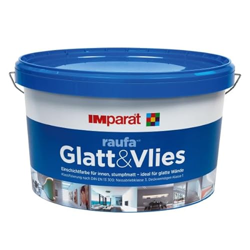IMparat | Raufa e.l.f. Glatt&Vlies | Weiß | Innenfarbe | Wandfarbe | Innenweiß | Wohnraumfarbe | Sehr hohe Deckkraft | 5 Liter von IMparat
