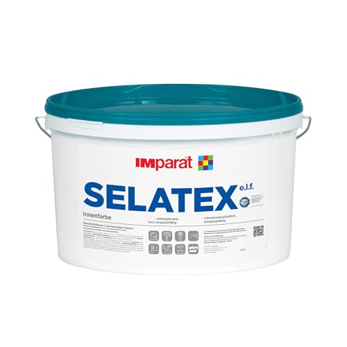 IMparat | Selatex e.l.f. | Weiß | Wandfarbe | Innenfarbe | Seidenglanz | Wohnraumfarbe | Abwischbar | Hohe Deckkraft | 5 Liter von IMparat