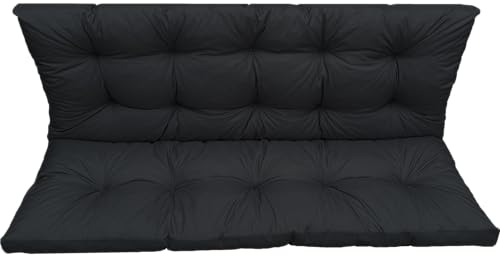IN WOHO Hollywoodschaukel Auflage Outdoor Sitzkissen Gartenbankauflage Bankauflage Wasserabweisend Gartenbank Sitzkissen Bank Gartenbank Auflage Bankkissen Sitzauflage Bank 180x60x50 Schwarz von IN WOHO