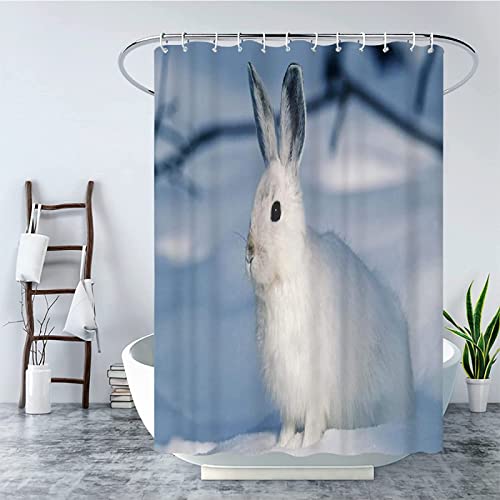 INAAYO 3D Duschvorhang 120x180 Kaninchen Duschvorhänge Antischimmel Wasserdicht Badevorhang Kaninchen Duschrollo für Badewanne Dusche Shower Curtains, 8 Duschvorhang Ringe von INAAYO