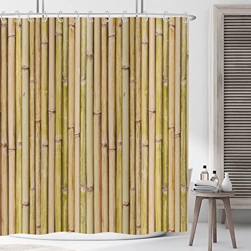 INAAYO 3D Duschvorhang 120x200 Bambus Duschvorhänge Antischimmel Wasserdicht Badevorhang Bambus Duschrollo für Badewanne Dusche Shower Curtains, 8 Duschvorhang Ringe von INAAYO