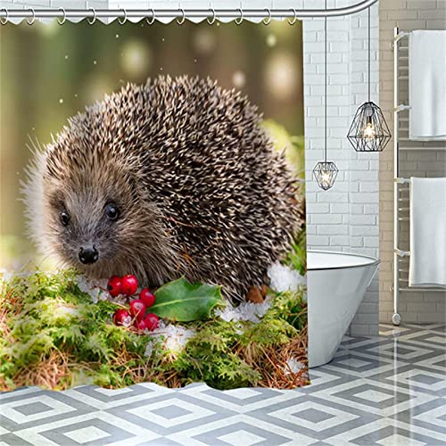 INAAYO 3D Duschvorhang 180x180 Igel Duschvorhänge Antischimmel Wasserdicht Badevorhang Igel Duschrollo für Badewanne Dusche Shower Curtains, 12 Duschvorhang Ringe von INAAYO