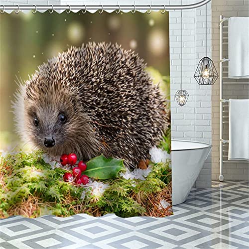 INAAYO 3D Duschvorhang 200x200 Igel Duschvorhänge Antischimmel Wasserdicht Badevorhang Igel Duschrollo für Badewanne Dusche Shower Curtains, 12 Duschvorhang Ringe von INAAYO