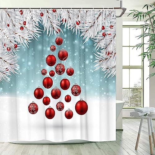 INAAYO 3D Duschvorhang 240x200 Weihnachten Duschvorhänge Antischimmel Wasserdicht Badevorhang Weihnachten Duschrollo für Badewanne Dusche Shower Curtains, 12 Duschvorhang Ringe von INAAYO