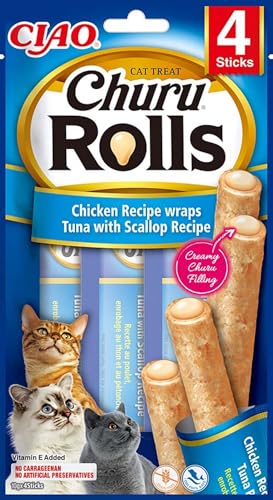 INABA Churu Rolls mit 40% Hühnerfleisch und 32% Thunfisch Katzenleckerlis | Getreidefrei, Zuckerfrei, Keine Nebenerzeugnisse Katzensnacks | Perfekt zum Verstecken von Tablette 40 g (1er Pack) INABA Churu Rolls mit 40% Hühnerfleisch und 32% Thunfisch Katzenleckerlis | Getreidefrei, Zuckerfrei, Keine Nebenerzeugnisse Katzensnacks | Perfekt zum Verstecken von Tablette 40 g (1er Pack) von INABA