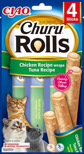INABA Churu Rolls mit 40% Hühnerfleisch und 33% Thunfisch Katzenleckerlis | Getreidefrei, Zuckerfrei, Keine Nebenerzeugnisse Katzensnacks | Perfekt zum Verstecken von Tablette 40 g (1er Pack) INABA Churu Rolls mit 40% Hühnerfleisch und 33% Thunfisch Katzenleckerlis | Getreidefrei, Zuckerfrei, Keine Nebenerzeugnisse Katzensnacks | Perfekt zum Verstecken von Tablette 40 g (1er Pack) von INABA