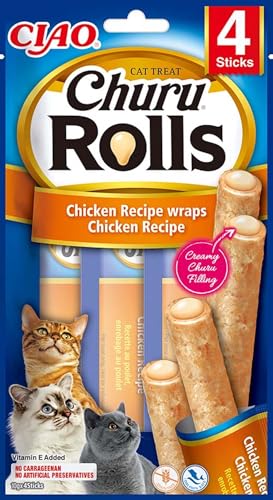INABA Churu Rolls mit 59% Hühnerfleisch und 16% Thunfisch Katzenleckerlis | Getreidefrei, Zuckerfrei, Keine Nebenerzeugnisse Katzensnacks | Perfekt zum Verstecken von Tablette 40 g (1er Pack) von INABA