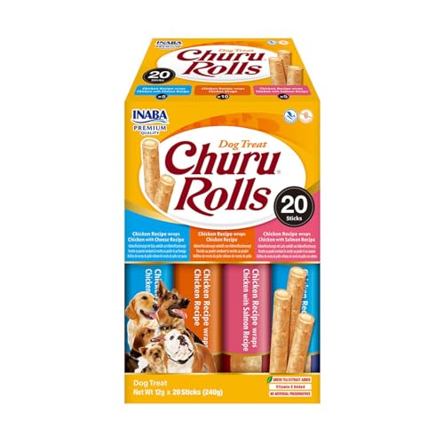 INABA Churu Rolls Snacks für Hunde, Hühnerstäbchen in 3 Sorten von Geschmacksrichtungen – 20 Sticks x 12 g – Leckere Leckereien für Hunde – Hundefutter ohne Konservierungsstoffe oder künstliche INABA Churu Rolls Snacks für Hunde, Hühnerstäbchen in 3 Sorten von Geschmacksrichtungen – 20 Sticks x 12 g – Leckere Leckereien für Hunde – Hundefutter ohne Konservierungsstoffe oder künstliche von INABA