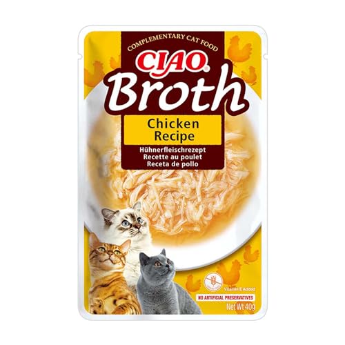 INABA Ciao Broth Katzenfutter Nass 88% Feuchtigkeit und Vitamin E, Premium Katzensuppe mit Huhn 40 g (1er Pack), 100% natürliches Fleisch, Getreidefrei, Zuckerfrei INABA Ciao Broth Katzenfutter Nass 88% Feuchtigkeit und Vitamin E, Premium Katzensuppe mit Huhn 40 g (1er Pack), 100% natürliches Fleisch, Getreidefrei, Zuckerfrei von INABA
