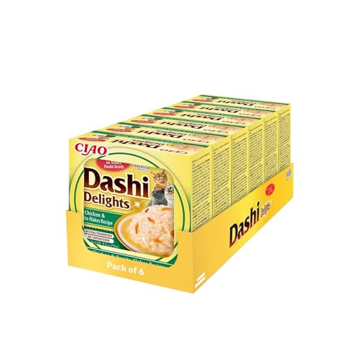 INABA Dashi Delights Katzenfutter Nass 100% Natürliches Hähnchenfleisch | Getreidefrei, Zuckerfrei, ohne künstliche Aromen, 86% Feuchtigkeit | Premium Katzen Leckerlies in Brühe 70 g (6er Pack) von INABA