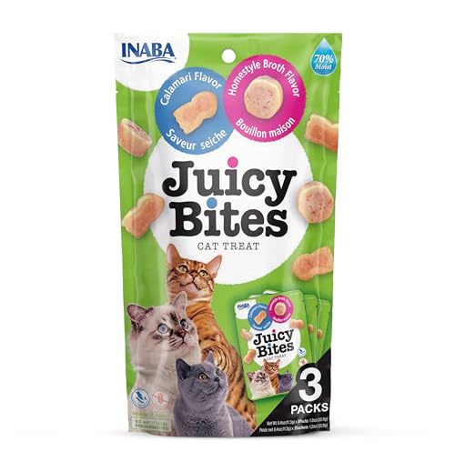INABA Juicy Bites Katzenleckerlies, Knabbertaschen mit Saftigem Kern in Lustigen Formen, Mundgerechte Katzensnacks, Tintenfisch & Hausmanns-Brühe, 3x11g Packung INABA Juicy Bites Katzenleckerlies, Knabbertaschen mit Saftigem Kern in Lustigen Formen, Mundgerechte Katzensnacks, Tintenfisch & Hausmanns-Brühe, 3x11g Packung von INABA
