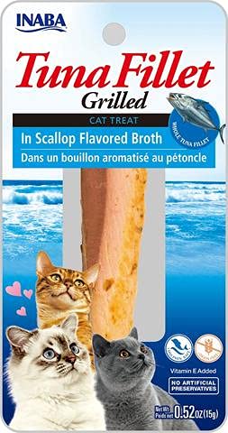 INABA Tuna Fillet Grilled Katzen Leckerlies mit 88% echtem Thunfisch, eine einzige Proteinquelle, Katzenleckerlis ohne Nebenerzeugnisse, ohne Zucker, der Beste Thunfisch-Snack für Katzen 15g von INABA