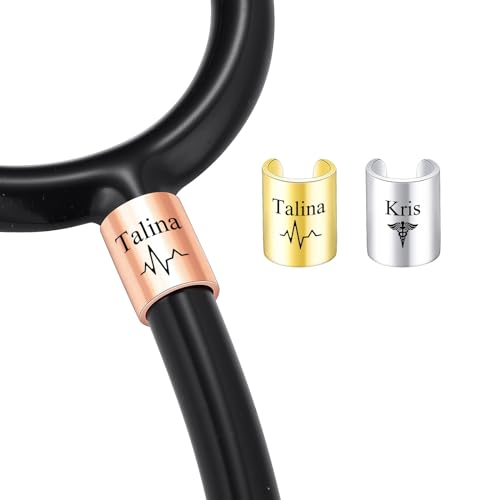 INBLUE Personalisierte Stethoskop Charms für Krankenschwester Edelstahl Gravierte Namen ID Tag mit Symbol Stethoskop Accessoires Geschenk für Arzt - Stil D von INBLUE