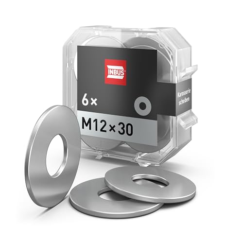 INBUS® 75015 Unterlegscheiben M12 x 30 (Karosseriescheibe, Edelstahl A2), 6 Stück — Metallscheiben für Schrauben, Muttern & Gewindestangen von INBUS