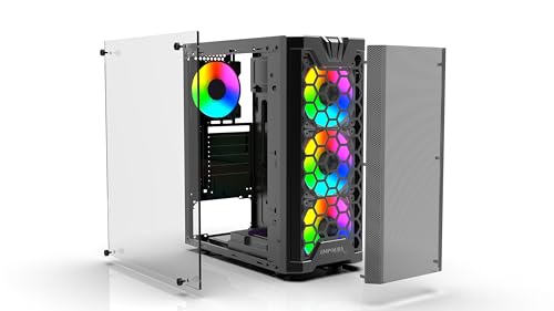 inca EMPOUSA EMG-15XB Gehäuse beeindruckt mit Design, das durch EIN 4 mm Dickes, bruchfestes Tempered Glass-Seitenpanel ergänzt Wird. 4x12 cm ARGB LED-Lüfter Sorgen für EIN optisches Highlight von İnca