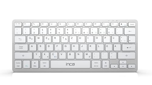 İnca Bluetooth Tastatur IBK-565BT | Ultraslim wiederaufladbare | Kabellose Multi-Gerät Tastatur für PC, Mac, iPad, iPhone, Android | QWERTZ-Layout | Weiß von İnca