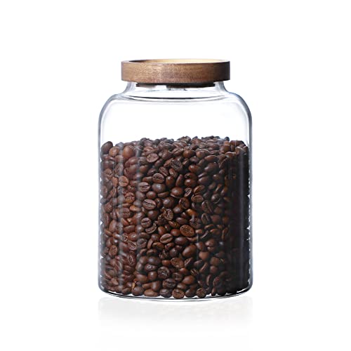 INCETUE 2000 ml Vorratsgläser Glas mit Deckel, Luftdicht Gläser mit Holzdeckel, Kaffeebohnen Glasbehälter, Vorratsglass für Müsli, Glas Luftdichte Vorratsdosen für Pasta Nudeln, Mehl Aufbewahrung von INCETUE