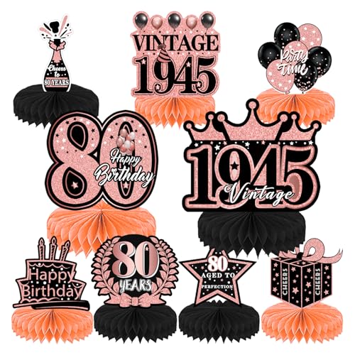 Bienenwaben Deko Set für 80. Geburtstag Elegante Geburtstagsdeko in Schwarz & Rosa Happy Birthday Tischdeko für Jubiläum Party Feiern Bienenwaben Deko Set für 80. Geburtstag Elegante Geburtstagsdeko in Schwarz & Rosa Happy Birthday Tischdeko für Jubiläum Party Feiern von INCNMAD