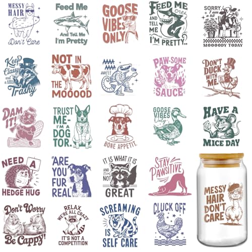 INCOK Aufkleber zum Aufreiben, 24 Blatt, lustige Tiere, UV-DTF-Tassenfolie für 473 ml Glas, "Don't Duck with Me", lustige Transferaufkleber, DIY, kreative Geschenke für Kollegen INCOK Aufkleber zum Aufreiben, 24 Blatt, lustige Tiere, UV-DTF-Tassenfolie für 473 ml Glas, "Don't Duck with Me", lustige Transferaufkleber, DIY, kreative Geschenke für Kollegen von INCOK