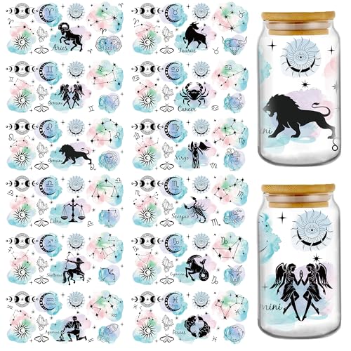 INCOK Reiben Sie auf Transfers zum Basteln – 12 Blatt Sternzeichen UV DTF Glasbecher Wraps für 473 ml Kaffeetasse, Widder, Zwillinge, Astrologie, Transferaufkleber, Aufkleber, DIY, kreatives Geschenk INCOK Reiben Sie auf Transfers zum Basteln – 12 Blatt Sternzeichen UV DTF Glasbecher Wraps für 473 ml Kaffeetasse, Widder, Zwillinge, Astrologie, Transferaufkleber, Aufkleber, DIY, kreatives Geschenk von INCOK