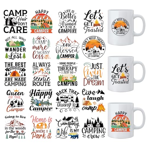 INCOK Reiben Sie auf Transfers zum Basteln – 20 Blatt Camping UV DTF Cup Wraps für 473.6 g Tumbler, Outdoor Happy Camper Zelte, Lagerfeuer, Wald, Glasaufkleber, DIY kreative Geschenke für Kinder INCOK Reiben Sie auf Transfers zum Basteln – 20 Blatt Camping UV DTF Cup Wraps für 473.6 g Tumbler, Outdoor Happy Camper Zelte, Lagerfeuer, Wald, Glasaufkleber, DIY kreative Geschenke für Kinder von INCOK