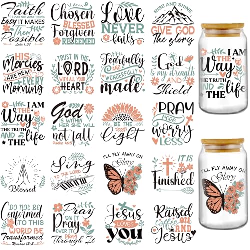 INCOK Rub-on-Transfers zum Basteln – 20 Blatt Bibelvers Wildblume UV DTF Cup Wraps für 473 ml Gläser, christliche Motivationszitate Libbey Cup UVDTF Aufkleber DIY religiöse Geschenke INCOK Rub-on-Transfers zum Basteln – 20 Blatt Bibelvers Wildblume UV DTF Cup Wraps für 473 ml Gläser, christliche Motivationszitate Libbey Cup UVDTF Aufkleber DIY religiöse Geschenke von INCOK