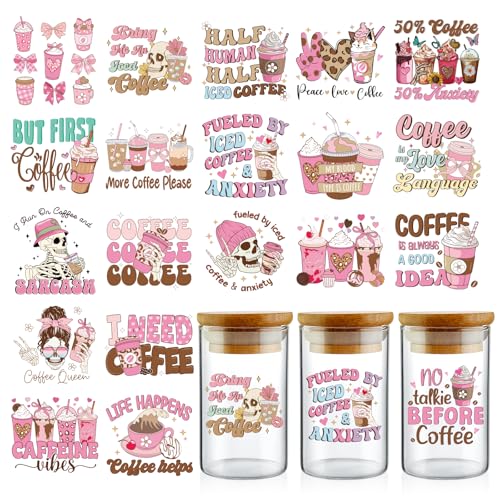 INCOK Rub-on-Transfers zum Basteln – 20 Blatt rosa Skelett Kaffee Getränke UV DTF Glasbecher Wraps für 473 ml Wasserkelch, Kokette Schleife Milch Tee Tasse Aufkleber, niedliche Geschenke für Freundin INCOK Rub-on-Transfers zum Basteln – 20 Blatt rosa Skelett Kaffee Getränke UV DTF Glasbecher Wraps für 473 ml Wasserkelch, Kokette Schleife Milch Tee Tasse Aufkleber, niedliche Geschenke für Freundin von INCOK
