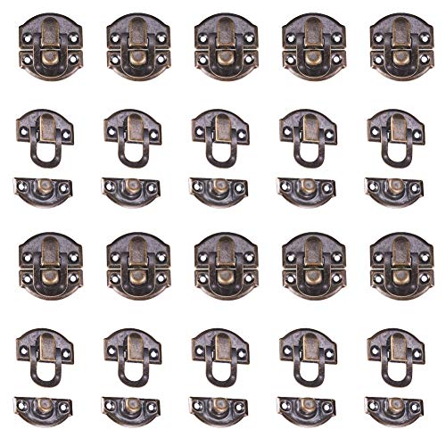 INCREWAY 20 Packung 29mmx26mm Retro Kastenriegel Haken Sie Haspe Mit Schrauben, Dekorativ Schublade Kabinett Schmuck Holzschatulle Box Truhe Haspe Fang Sperren Schließe, Bronzeton von INCREWAY