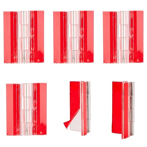 INCREWAY 6 Stück selbstklebende Scharniere aus transparentem Kunststoff für Plexiglas, Acrylscharnier, durchgehende Klavierscharniere für Handwerk, Aquarium-Deckel, Schrank, Möbel, 63 x 38 mm von INCREWAY