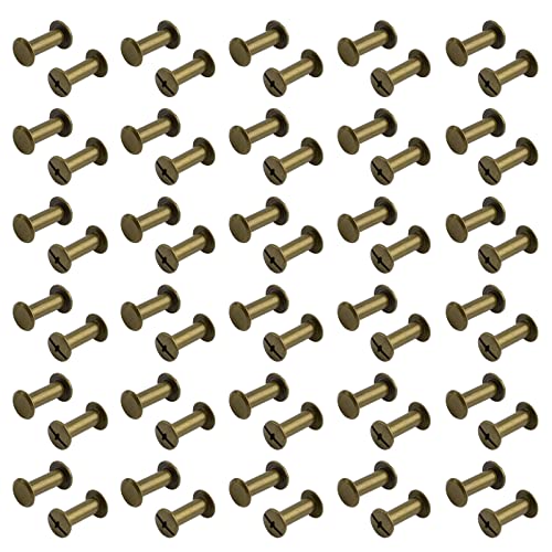INCREWAY 60 Sets Chicago Screws Assorted Kit, 5mm x 15mm Binding Screws Post Bronze Leather Rivets M5 Round Cross Head Stud Screw Book Binding Posts for Scrapbook Photo Albums von INCREWAY