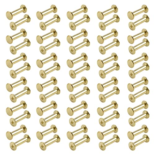INCREWAY 60 Sets Chicago Screws Assorted Kit, 5mm x 20mm Binding Screws Post Golden M5 Round Cross Head Stud Screw Posts Nail Rivet Book Binding Posts for Scrapbook Photo Albums von INCREWAY