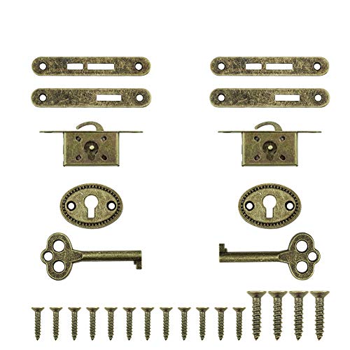 INCREWAY Antike Schrankschlösser, exquisites dekoratives Schmuckkästchen-Schloss mit Schlüsseln, Zinklegierung, langlebig, kleine Schlösser für Möbelschränke (Bronze) von INCREWAY