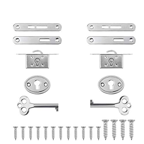 INCREWAY Antike Schrankschlösser, 2 Sets, exquisites dekoratives Schmuckkästchenschloss mit Schlüsseln, Zinklegierung, langlebig, kleine Schlösser für Möbel, Schrank (Silber) von INCREWAY