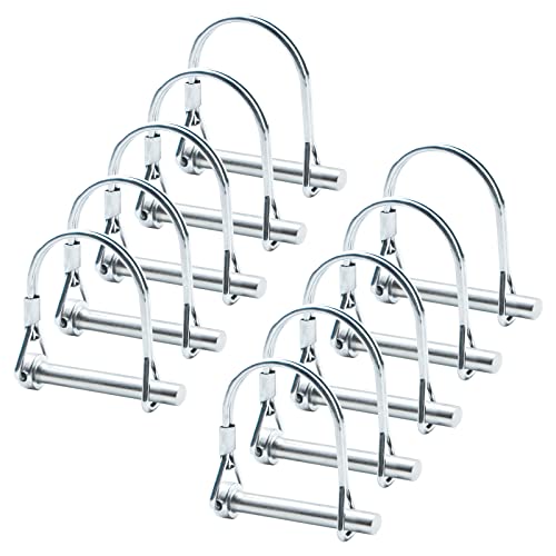 INCREWAY Drahtschloss, 10 Stück, 6,3 mm x 56 mm, Karbonstahl, Wellen-Verriegelungsstift, runde Schlaufe, Drahtsperrbolzen für Gleis, Bauernhof, Rasen von INCREWAY