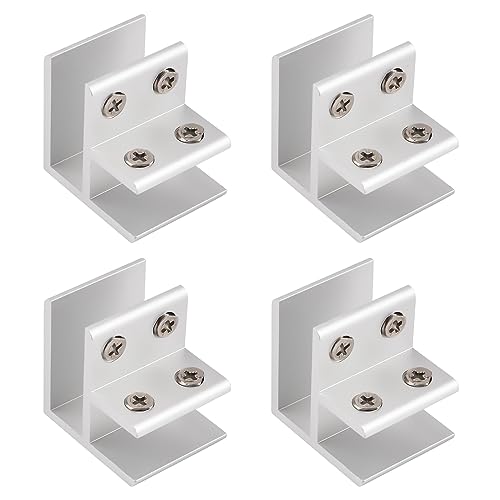 INCREWAY Glasklemme, 4 Stück verstellbare 90 Grad Glasklammern, Aluminiumlegierung, Glasregalstütze, Glashalter-Verbinder für 14–16 mm dickes Glas von INCREWAY