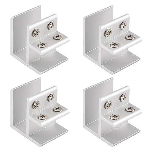 INCREWAY Glasklemme, verstellbare 90-Grad-Glas-Clips, Aluminiumlegierung, Glasregalhalterung, Glashalter-Verbinder für 18–20 mm dickes Glas, 4 Stück von INCREWAY