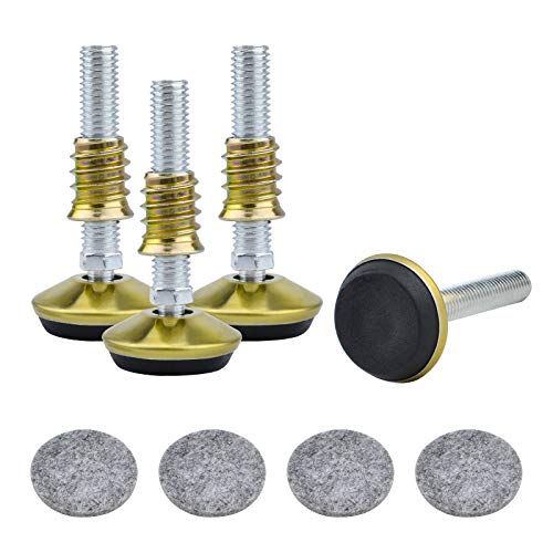 INCREWAY Möbelfüße, drehbar, 4 Stück, verstellbare Nivellierfüße, Gleiter aus langlebigem Metall, T-Nut-Nivellierer, Protektoren für Stuhl, Tisch, Sofa (Gold) von INCREWAY