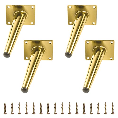 INCREWAY Schräge Tischbeine, 4 Stück 12 cm Metall-Schrankbeine, schräge Metall-Möbelstützbeine, konische Möbel, Tischbeine, Sofa-Beine (Gold) von INCREWAY