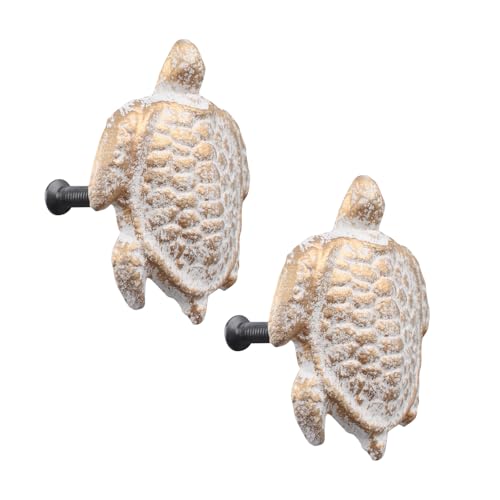 INCREWAY Schubladengriffe, Retro-Design, Gusseisen, 1 Loch, für Kommode, Schrank, Küche, Strand, Thema, Schublade, Schildkrötenform, Weiß, 2 Stück von INCREWAY
