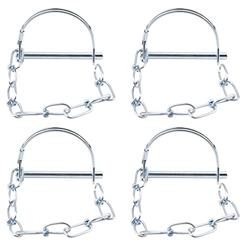 INCREWAY Sicherungsstift, 4 Stück, 6 mm, Karbonstahl, Rundschlaufe, Drahtschloss mit Ketten-Sicherheitskupplung, Pin für Schienen, Bauernhof, Rasen von INCREWAY