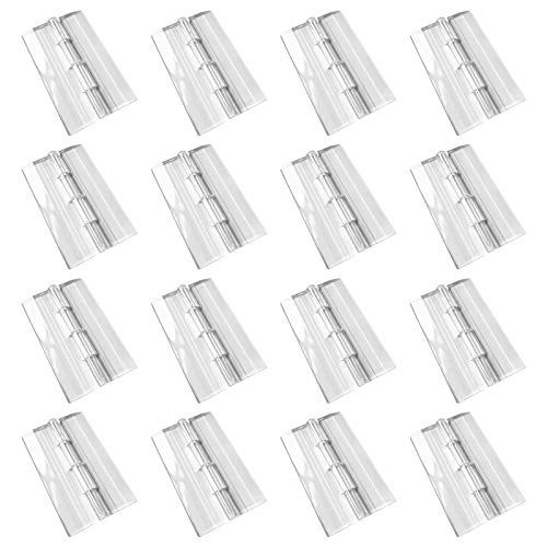INCREWAY Transparentes Acrylscharnier, 16 Stück, transparentes Klappscharnier, Acryl-Kunststoff-Scharniere für Geschenkboxen, Glastüren, Schranktüren (65 x 41 mm) von INCREWAY