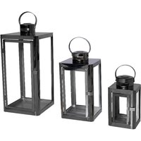 3er Laternen Set Edelstahl schwarz-DMC8135S von INDA-EXCLUSIV
