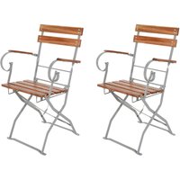 2 Stück Biergarten Sessel Akazie Stahl Pulverbeschichtet-DBG1001-2 von INDA-EXCLUSIV