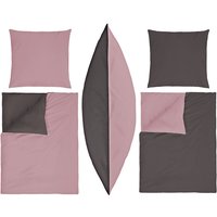 Inda-exclusiv - 3tlg Renforcé Wende 200x200cm Bettwäsche Rosa/Anthrazit-D700780 von INDA-EXCLUSIV