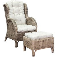 Rattan Ohrensessel mit Fußhocker-DRS01-neu von INDA-EXCLUSIV