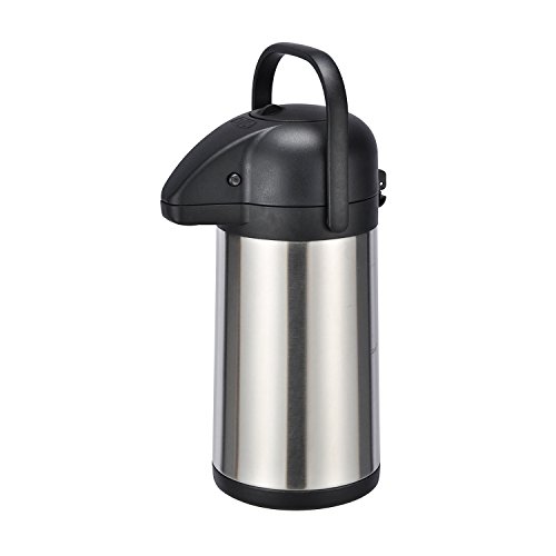 Airpot 2,2 L Edelstahl Kaffeekanne rostfrei Pumpkanne Isolierkanne Edelstahlmantel mit Glaseinsatz Doppelwandig von INDA-Exclusiv